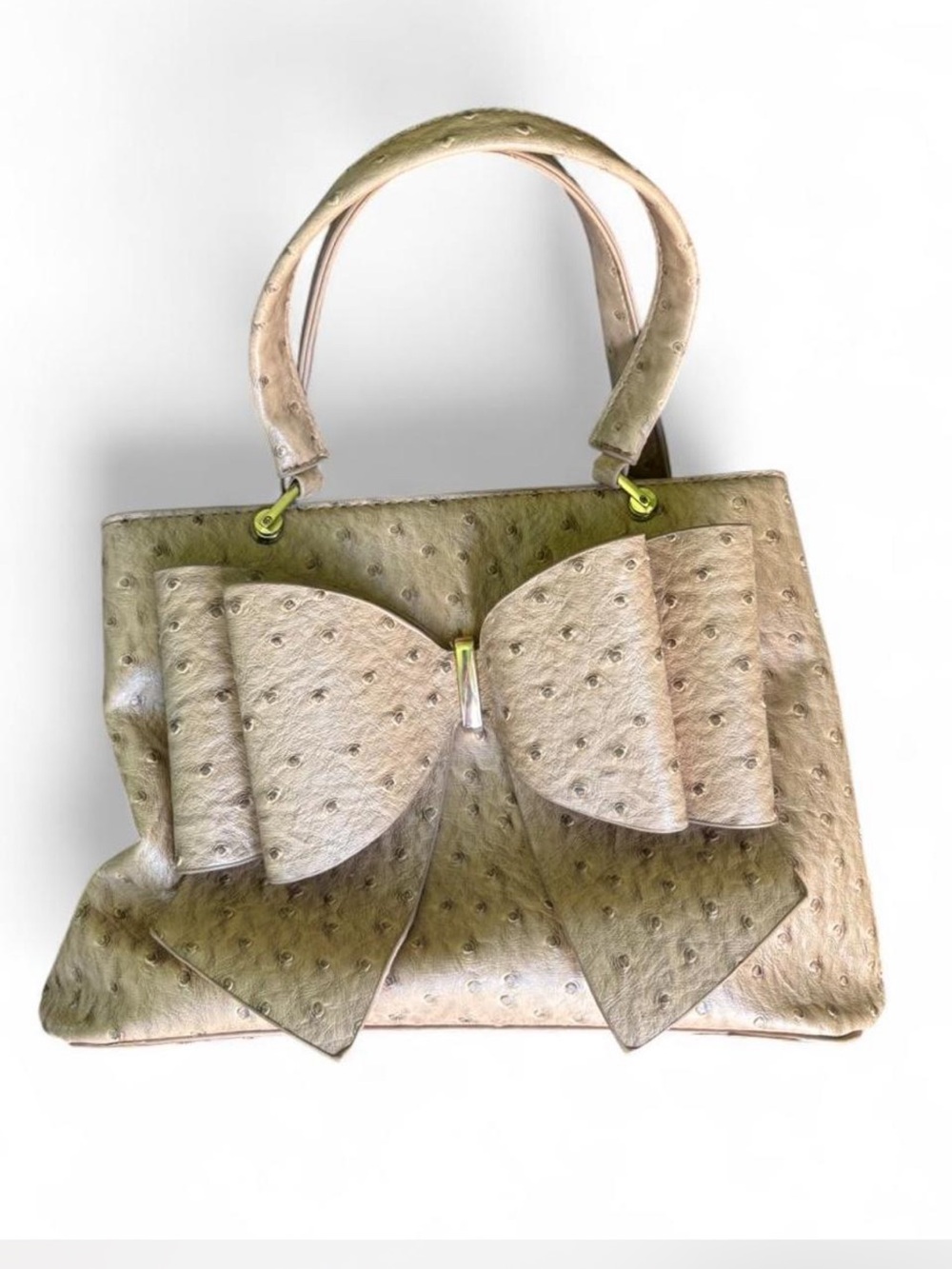 Textured Big Bow tote bag with tan dots pattern crossbody/shoulder bag Grossi